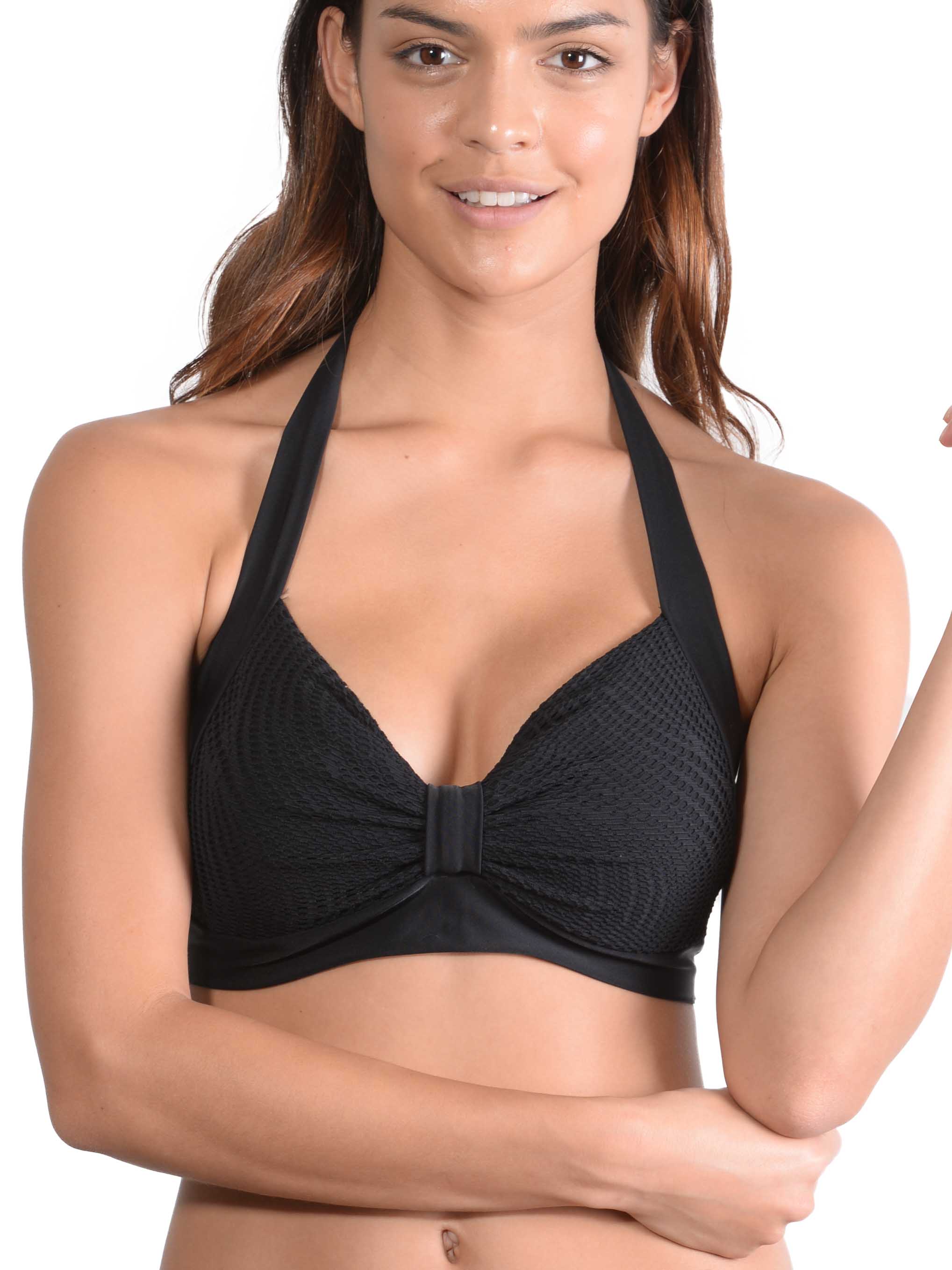 Black Santorini D-F Cup Halter Bikini Top