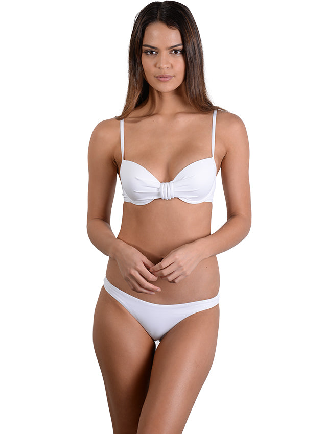 White Seduce B/C Moulded Underwire Bikini Top with Brazillian Pant
