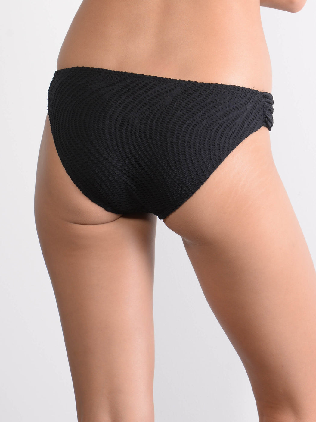 Back of Black Santorini Ruche Side Hipster Bikini Pant