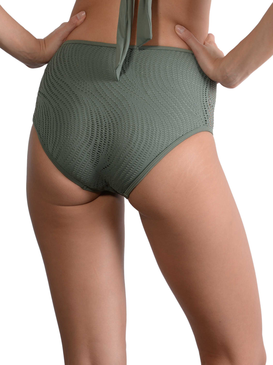 Back view of Khaki Santorini High Waist Bikini Pant