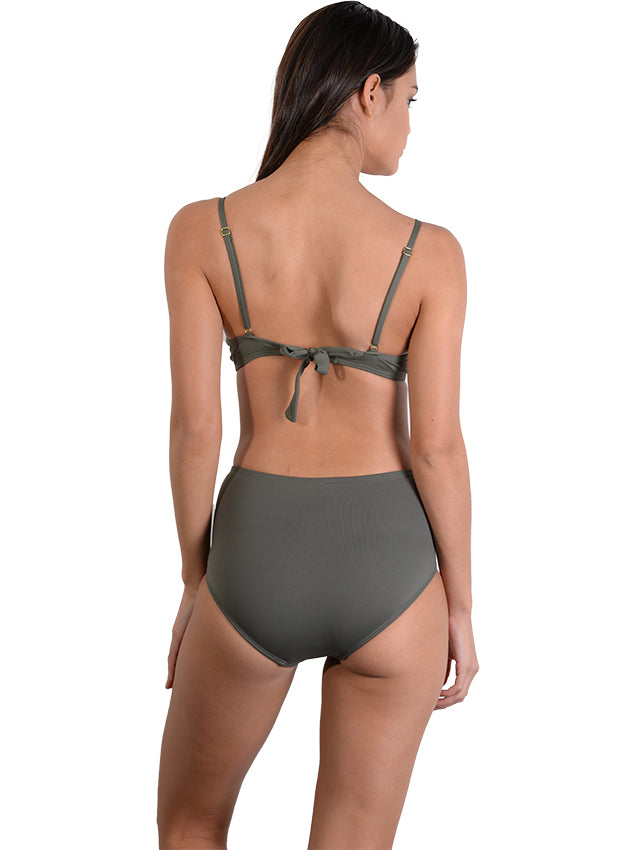 Back view of Seduce D/DD Moulded Underwire Bikini Top in Khaki