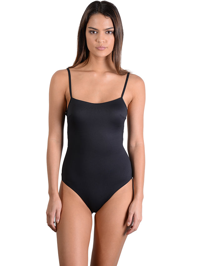 Front view of Black Seduce Cross Back Onepiece